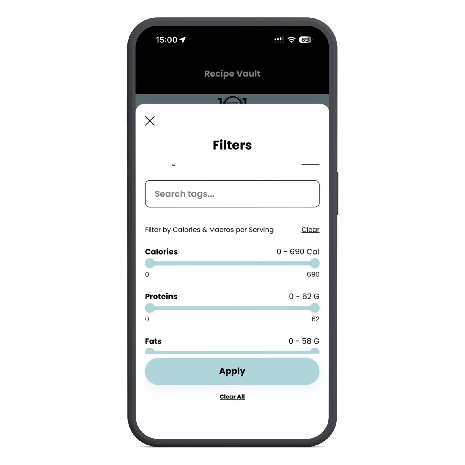 Searchable plant-based, high-protein recipe database